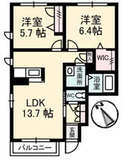 シャーメゾン カーザ・フェリース【1階】の間取り