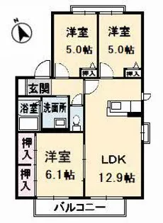 ディアス鍋倉 B棟【1階】の間取り