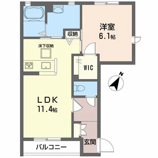 シャーメゾン中野開作 B棟【1階】の間取り