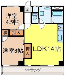 アビタシオン宇部【702号室】の間取り