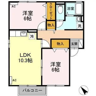 カーサエスペランザ A棟【1階】の間取り