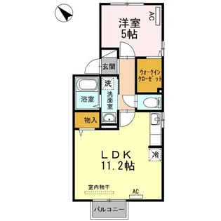 1LDKの間取り画像