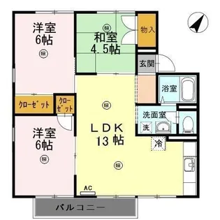 セジュール床波 B棟【1階】の間取り