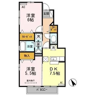 ウィッシュ開 A棟【1階】の間取り