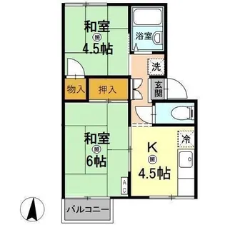 朝日コーポ B棟【2階】の間取り