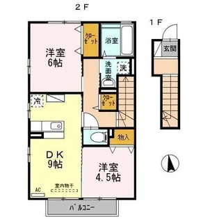 アンジュ ド ボヌール A棟【2階】の間取り