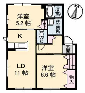 シャーメゾンヤナイB【1階】の間取り