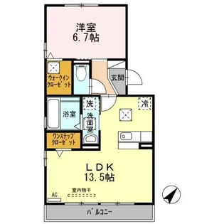 1LDKの間取り画像