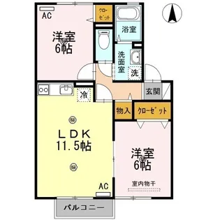 清水崎ハウス A棟【2階】の間取り