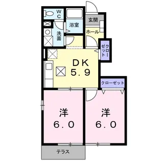 ドマーニB【1階】の間取り