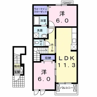 カサブランカオアシスⅠ【2階】の間取り