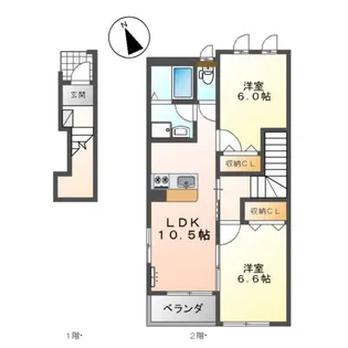 ボンヴィラージュK&M才川【2階】の間取り