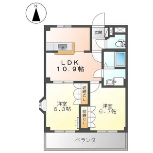 ヴァンベールK【2階】の間取り