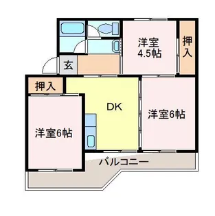 ビレッジハウス清末1号棟【0208号室】の間取り