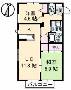 2LDKの間取り画像