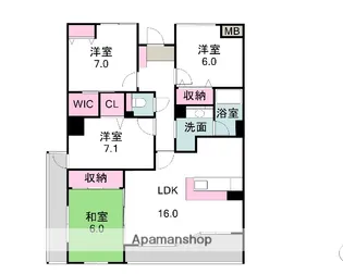 ヴェルタワー下関駅前マリンビュー【2101号室】の間取り