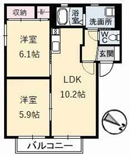 シャーメゾングランドゥール【0201号室】の間取り