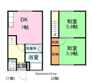 こだまアパートC【2号室】の間取り