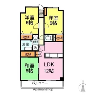 コスモビレッジ安岡【403号室】の間取り