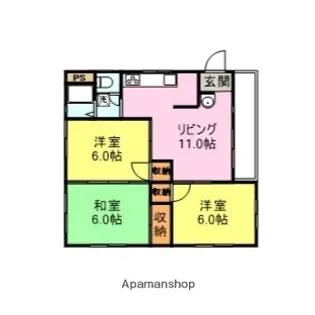 サンビレッジ川中【202号室】の間取り