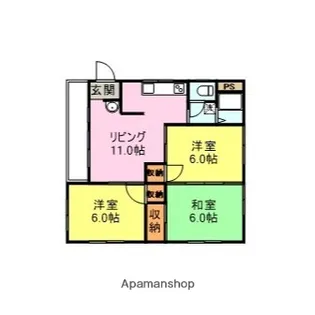 サンビレッジ川中【201号室】の間取り