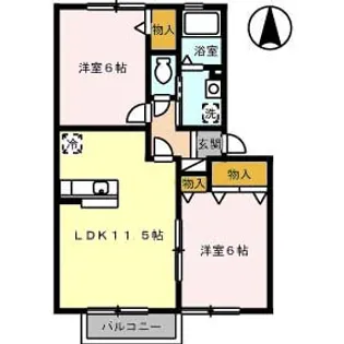 2LDKの間取り画像