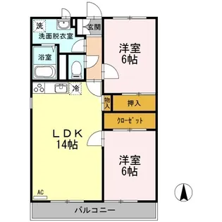 リバティ東観音【2階】の間取り