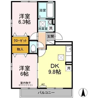 オークスK A棟【2階】の間取り