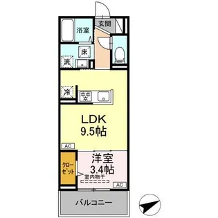 ディアライズ長府【2階】の間取り