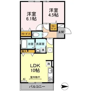 ピースコート プラグレス【1階】の間取り