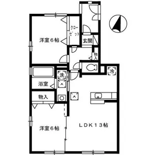 2LDKの間取り画像