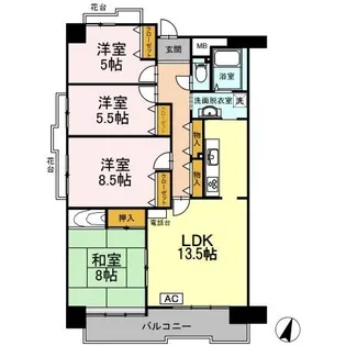 アーベインヒルズ向洋B棟【2階】の間取り