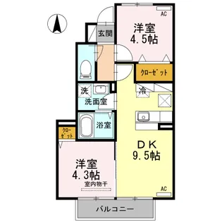 グリーンハイツ四王司【1階】の間取り