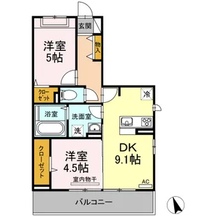 ヴィルセインビル【2階】の間取り