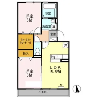 2LDKの間取り画像