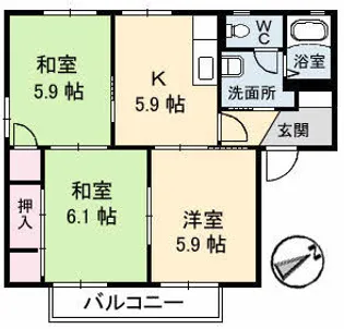 レーヴィンスKASEN 香【2階】の間取り