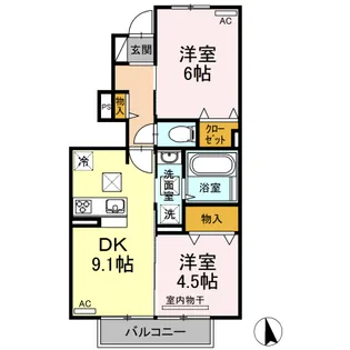 ステラ綾羅木【1階】の間取り