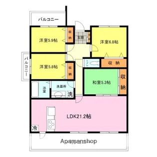 アドバンス幡生文教台【2階】の間取り