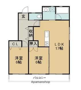 2LDKの間取り画像