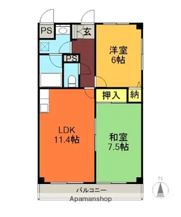 ハイツはと【6階】の間取り