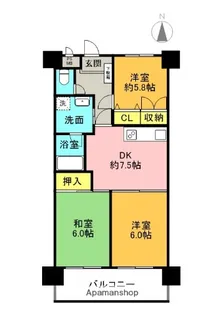 ダイアパレス新蔵【4階】の間取り