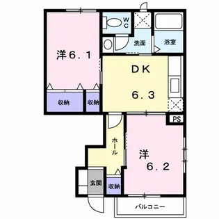 グリーンパレスB【1階】の間取り