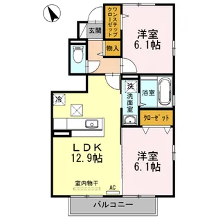 アヴニール優B棟【1階】の間取り