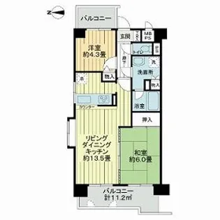 2LDKの間取り画像