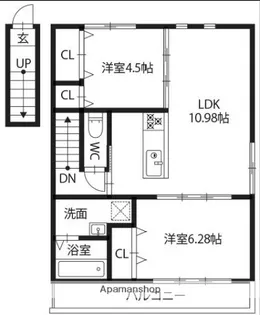 ピースリベルタ川内北原【2階】の間取り