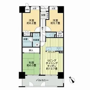 フレシアとくしま【3階】の間取り