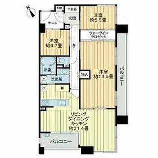 サーパス県庁東【1105号室】の間取り