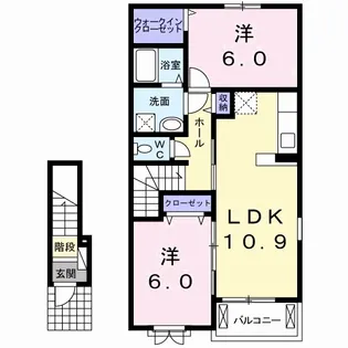 シェルブルー A【2階】の間取り