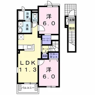 ハーベスト25A【2階】の間取り
