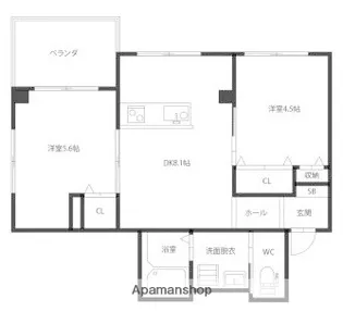 ピースコウセイ北佐古B棟【2階】の間取り